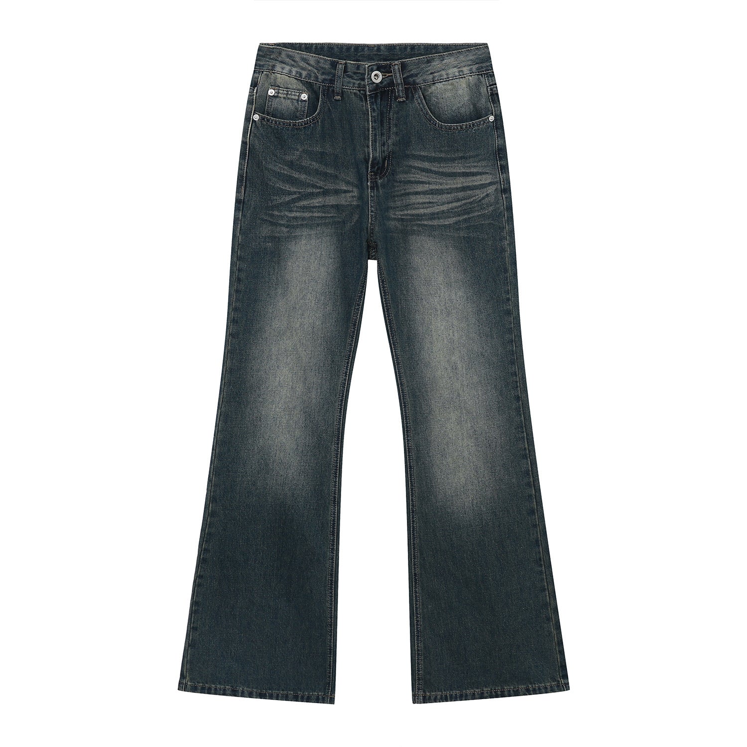 Retro Washed Distressed Flared Jeans for Autumn Style