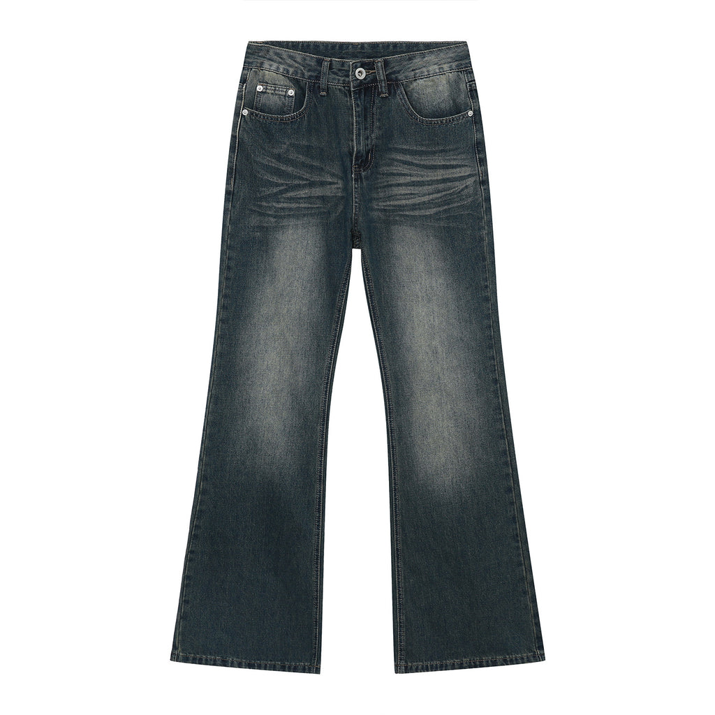 Retro Washed Distressed Flared Jeans for Autumn Style