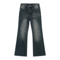 Retro Washed Distressed Flared Jeans for Autumn Style